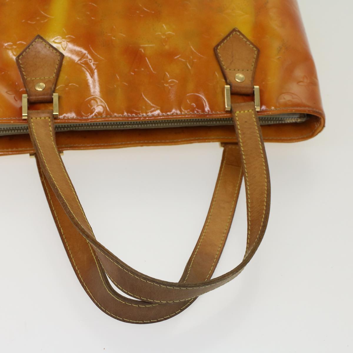 LOUIS VUITTON Monogram Vernis Houston Hand Bag Beige M91004 LV 45431