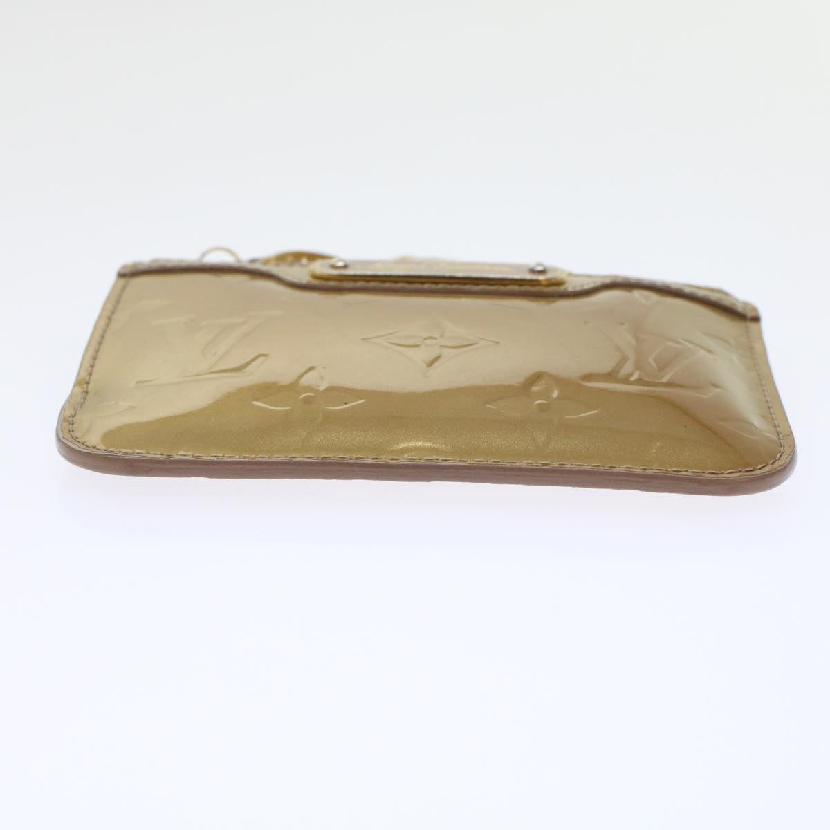 LOUIS VUITTON Monogram Vernis Pochette Cle NM Coin Purse Beige M91763 45448