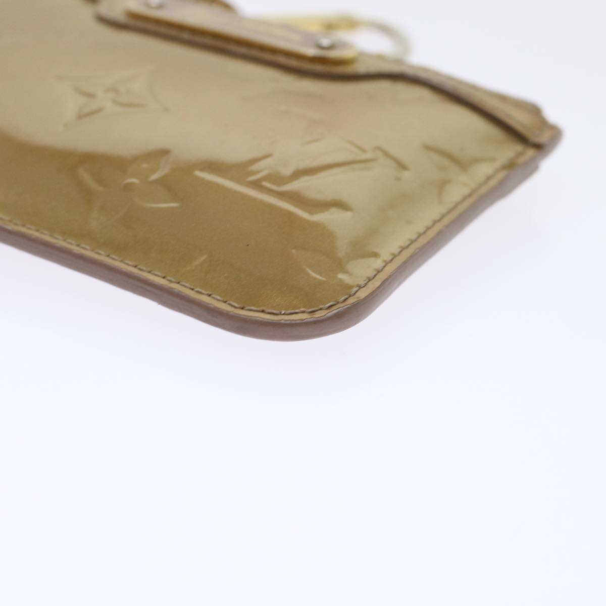 LOUIS VUITTON Monogram Vernis Pochette Cle NM Coin Purse Beige M91763 45448