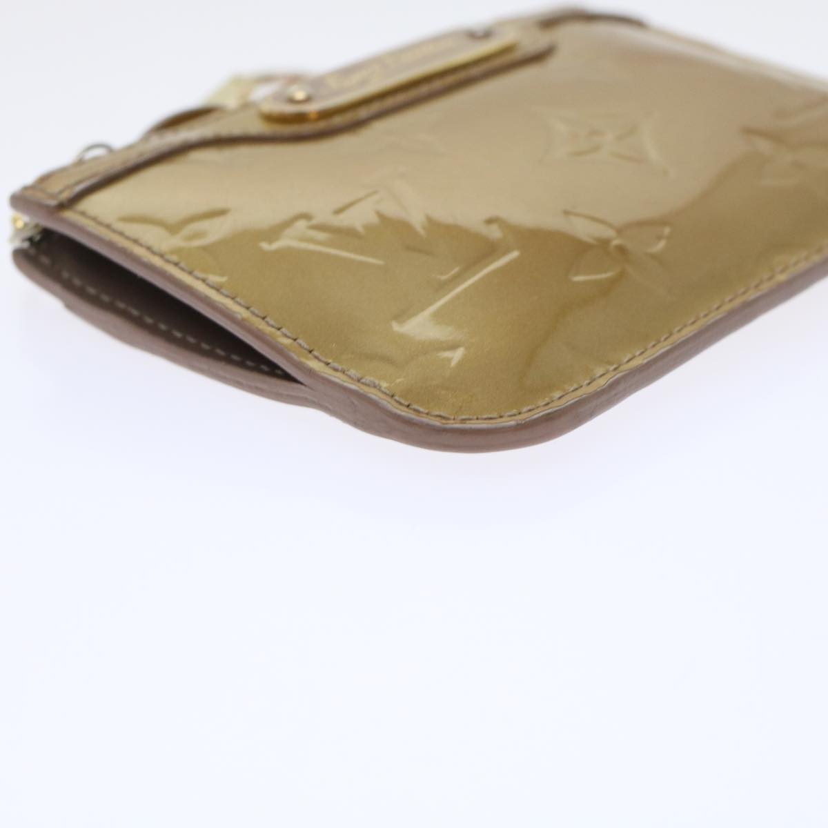 LOUIS VUITTON Monogram Vernis Pochette Cle NM Coin Purse Beige M91763 45448