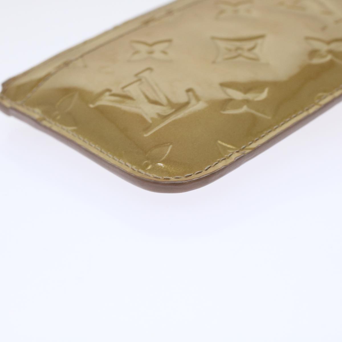 LOUIS VUITTON Monogram Vernis Pochette Cle NM Coin Purse Beige M91763 45448
