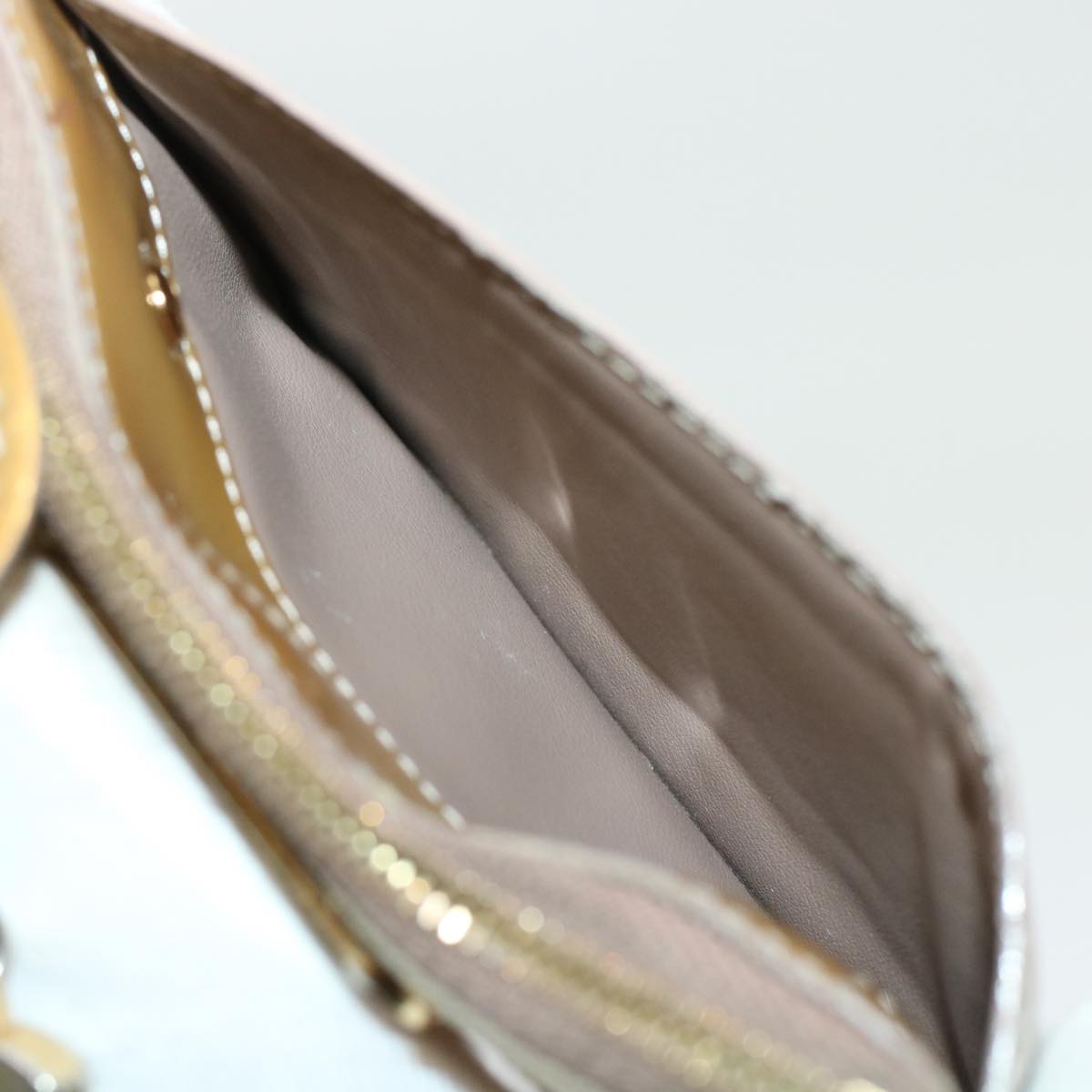 LOUIS VUITTON Monogram Vernis Pochette Cle NM Coin Purse Beige M91763 45448