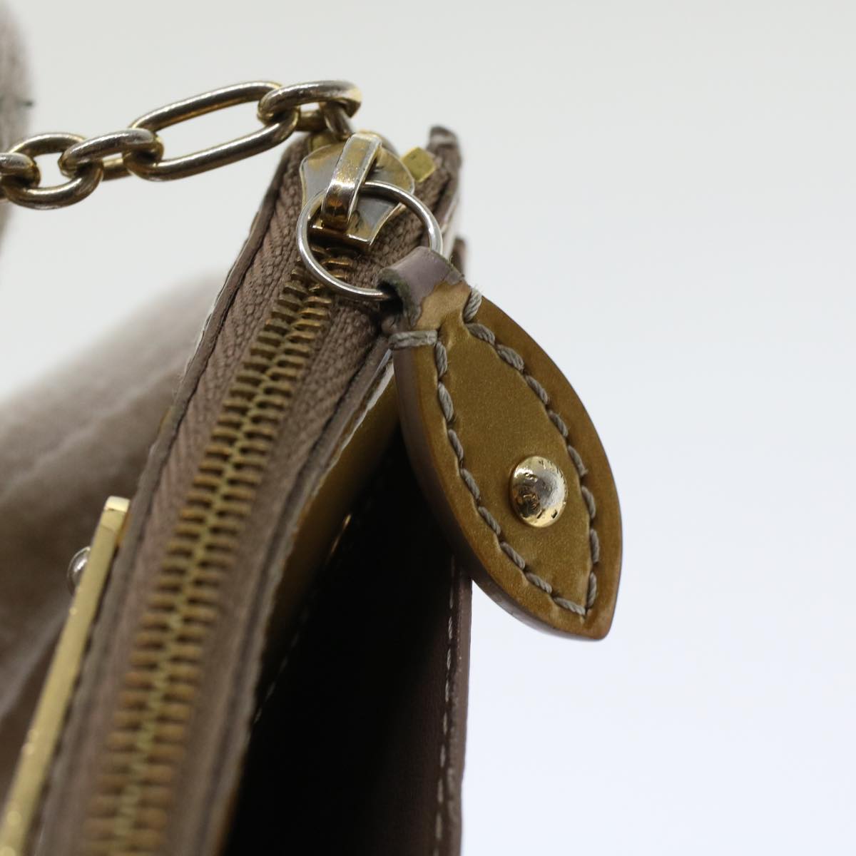 LOUIS VUITTON Monogram Vernis Pochette Cle NM Coin Purse Beige M91763 45448