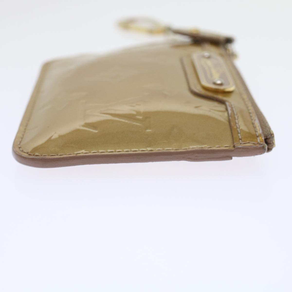 LOUIS VUITTON Monogram Vernis Pochette Cle NM Coin Purse Beige M91763 45448