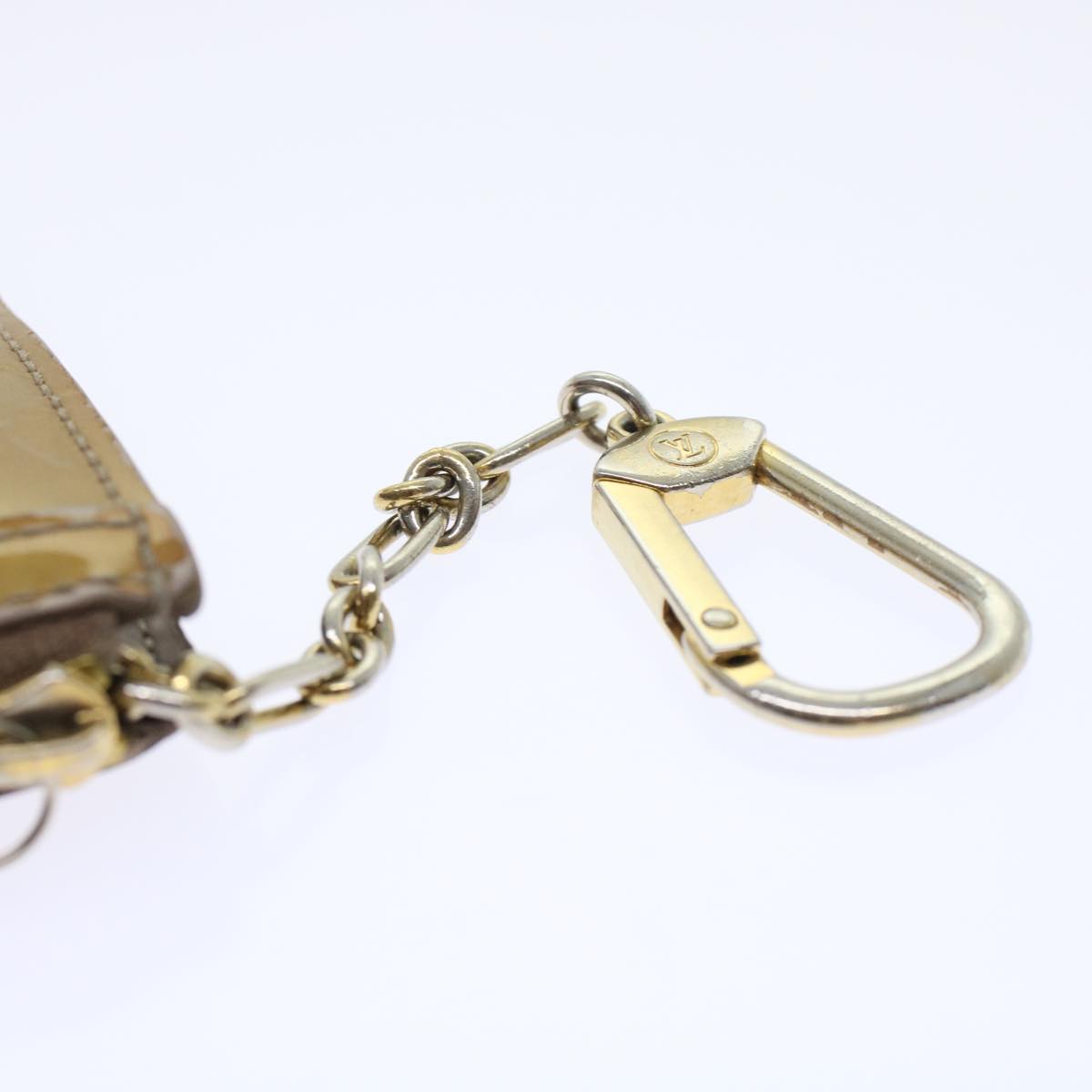 LOUIS VUITTON Monogram Vernis Pochette Cle NM Coin Purse Beige M91763 45448
