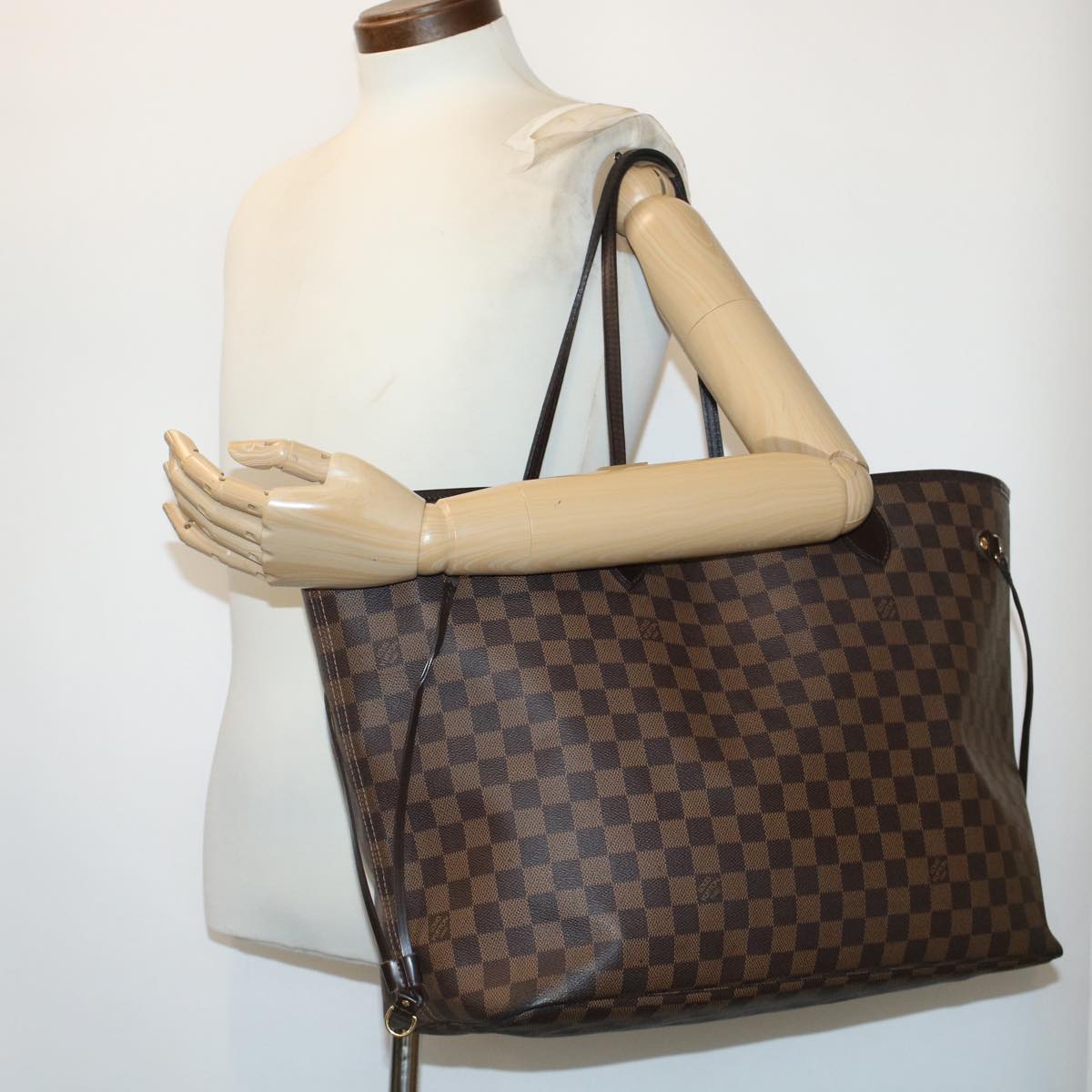 LOUIS VUITTON Damier Ebene Neverfull GM Tote Bag N51106 LV 45449
