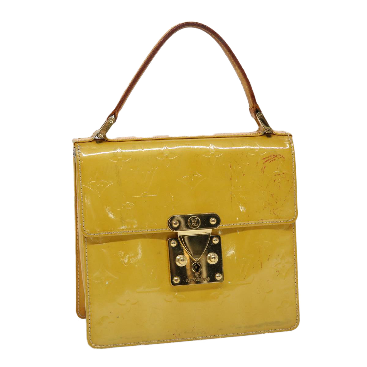 LOUIS VUITTON Monogram Vernis Spring Street Hand Bag Yellow M91068 45466