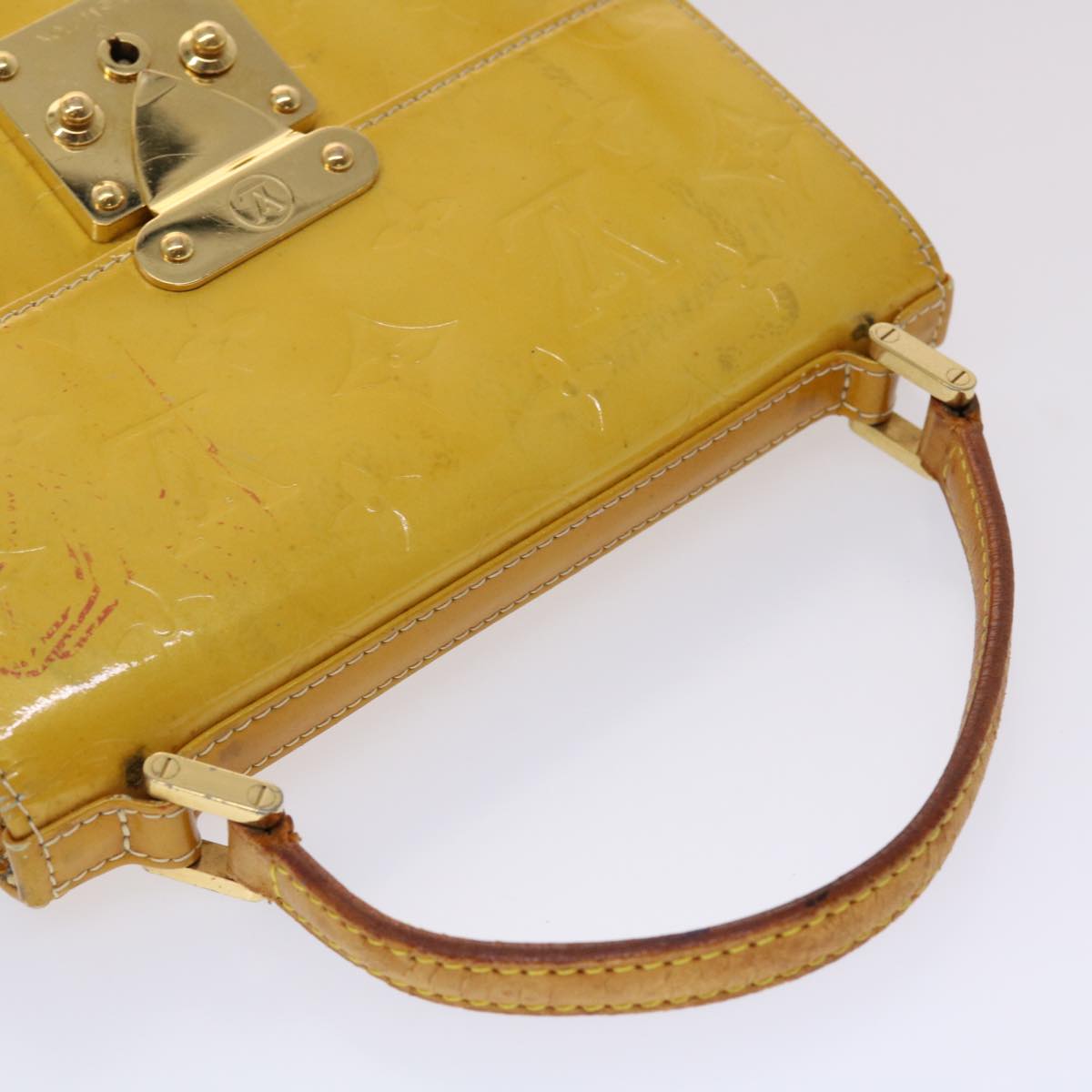 LOUIS VUITTON Monogram Vernis Spring Street Hand Bag Yellow M91068 45466