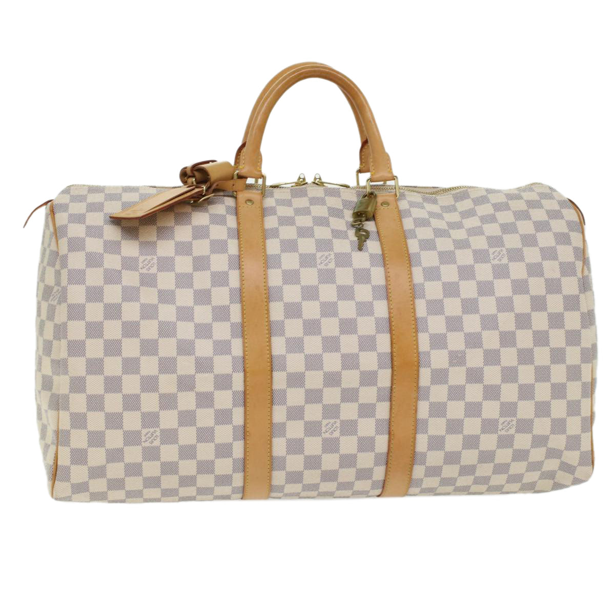 LOUIS VUITTON Damier Azur Keepall 50 Boston Bag N41430 LV 45468