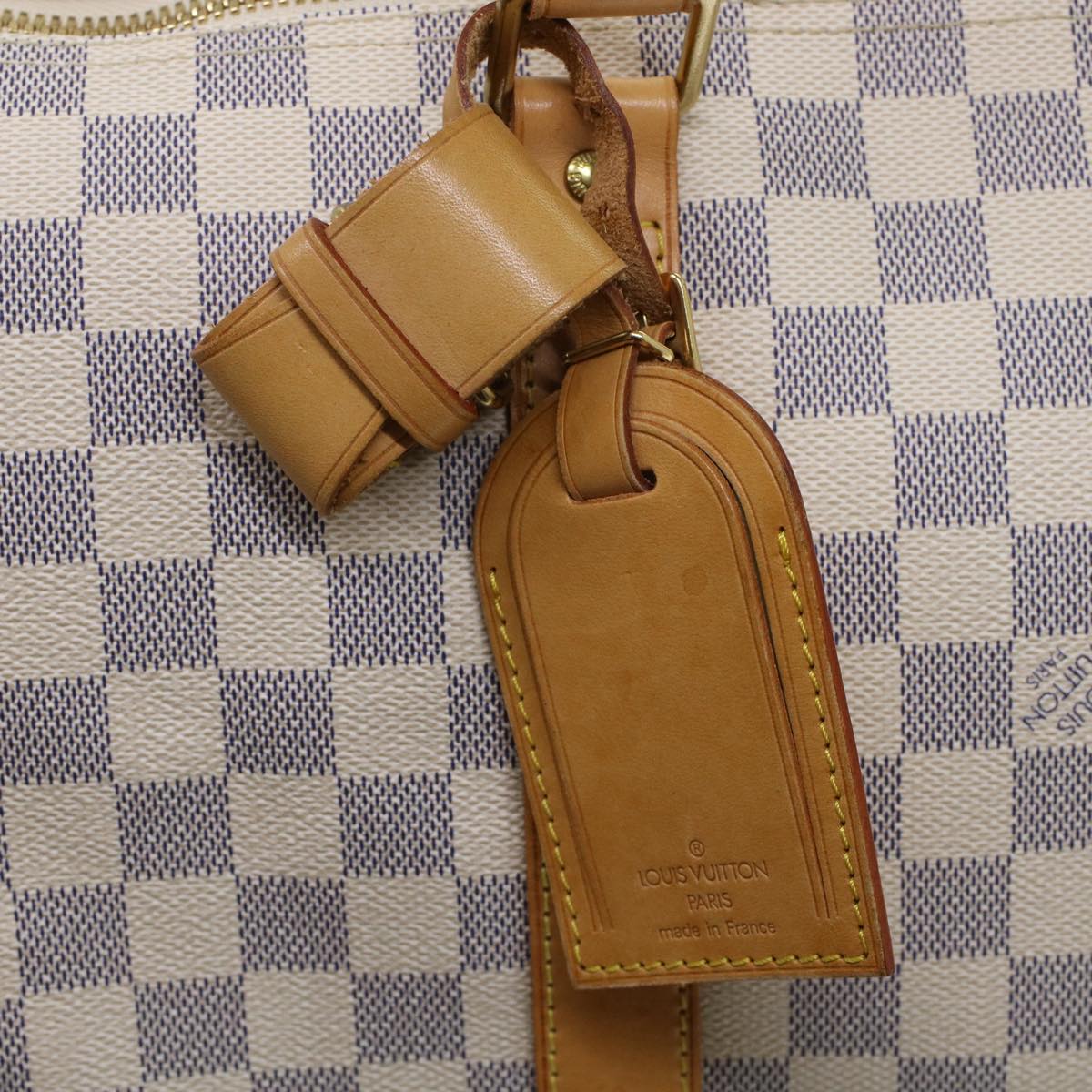 LOUIS VUITTON Damier Azur Keepall 50 Boston Bag N41430 LV 45468