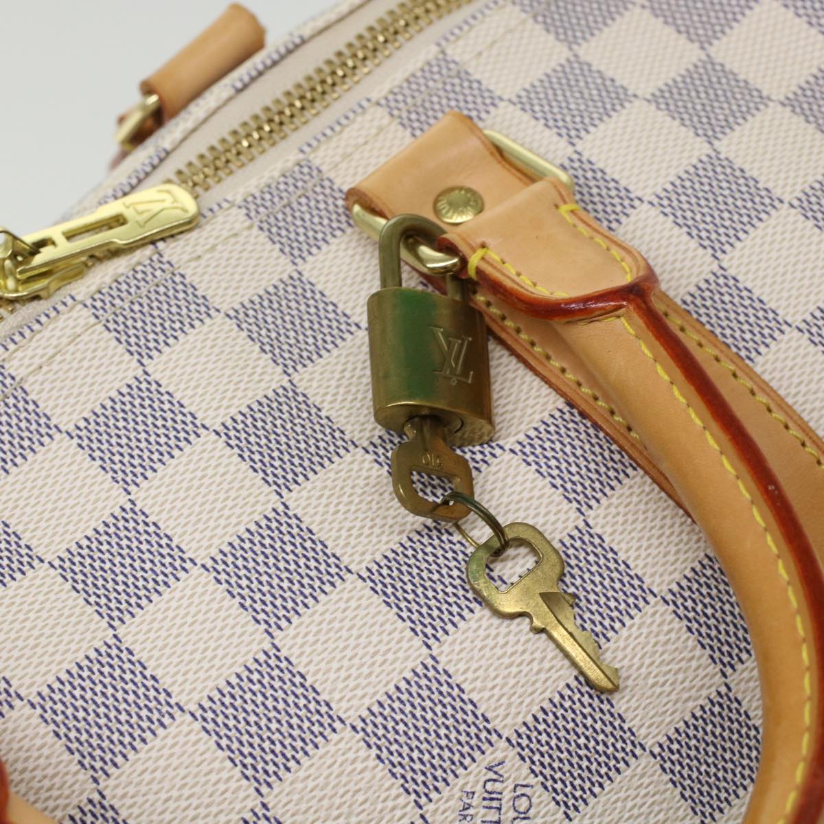 LOUIS VUITTON Damier Azur Keepall 50 Boston Bag N41430 LV 45468