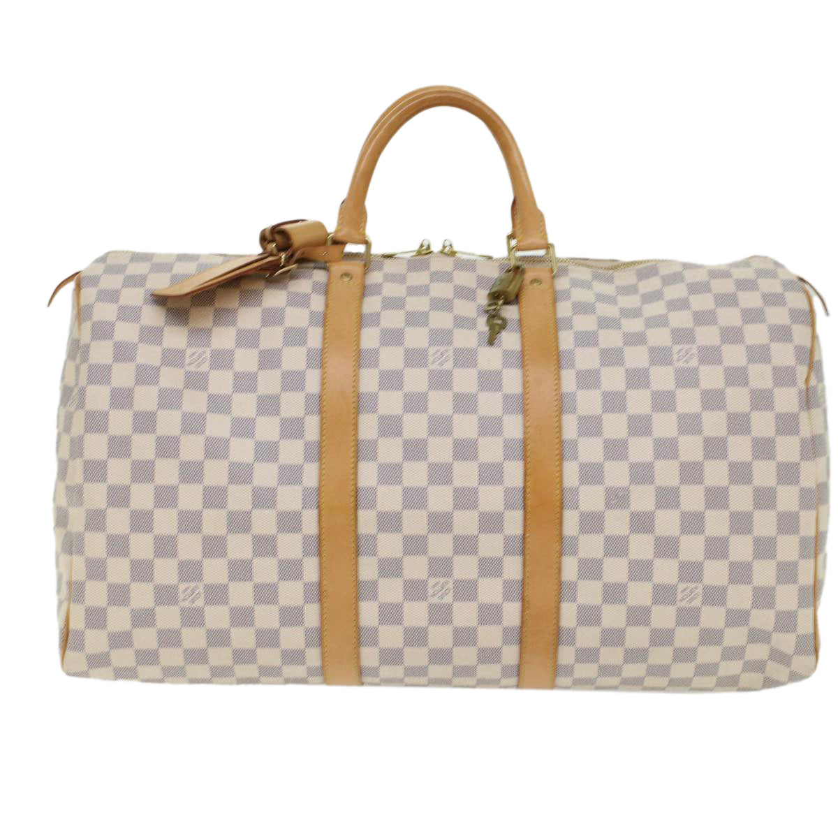 LOUIS VUITTON Damier Azur Keepall 50 Boston Bag N41430 LV 45468