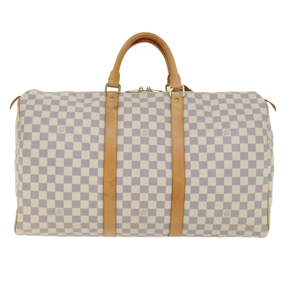 LOUIS VUITTON Damier Azur Keepall 50 Boston Bag N41430 LV 45468