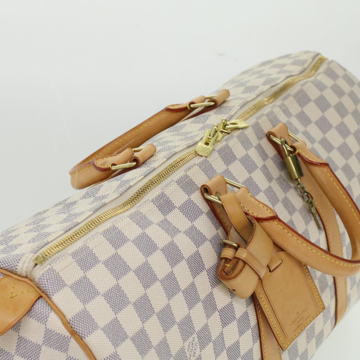 LOUIS VUITTON Damier Azur Keepall 50 Boston Bag N41430 LV 45468
