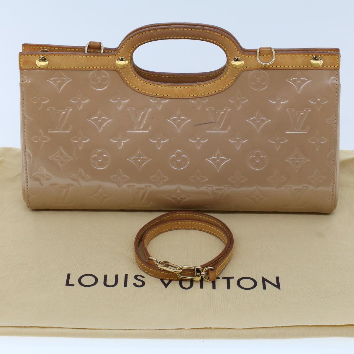 LOUIS VUITTON Vernis Roxbury Drive Hand Bag 2Way Noisette M91391 LV 45482