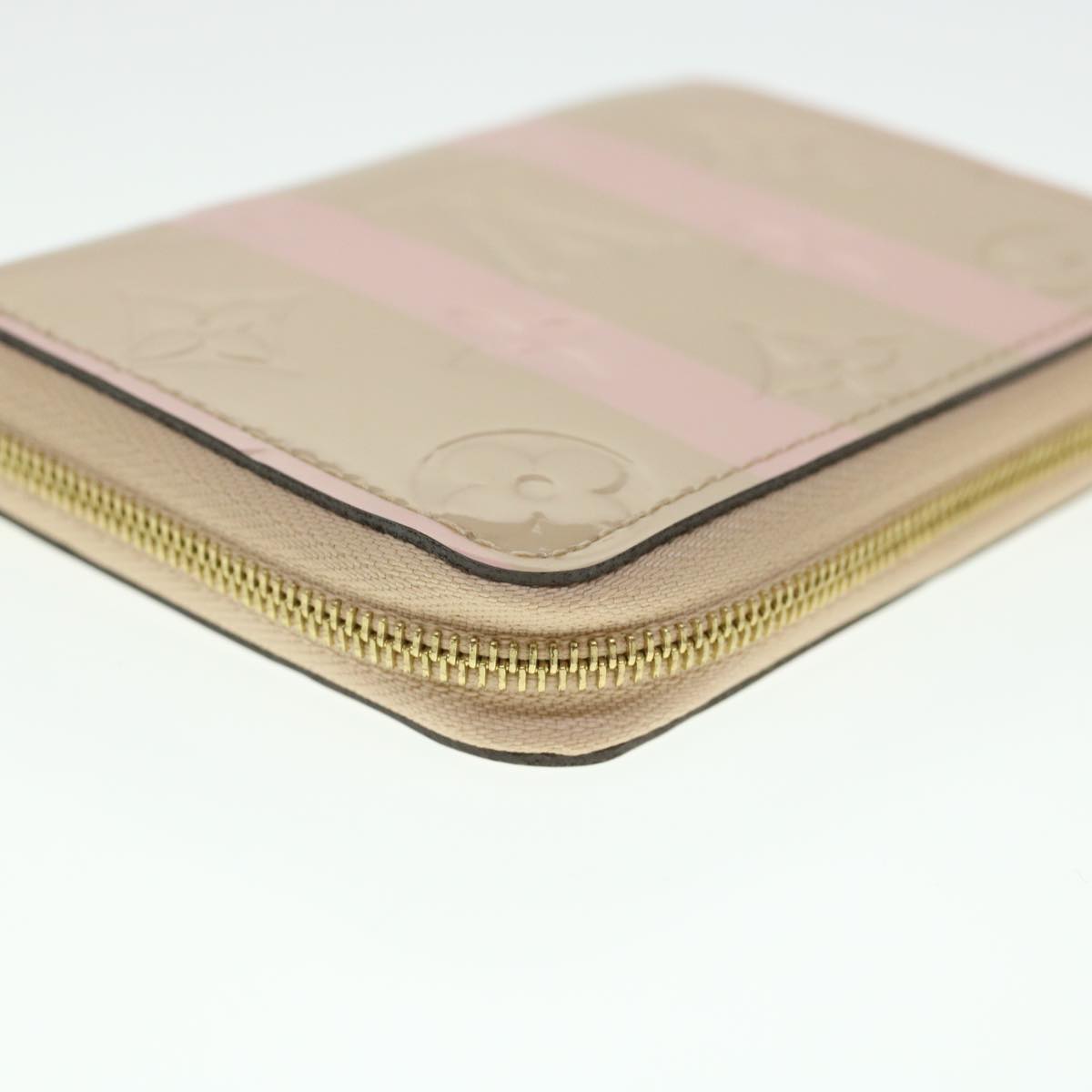 LOUIS VUITTON Vernis Rayure Zippy Coin Purse Pink Beige M58066 LV 45570