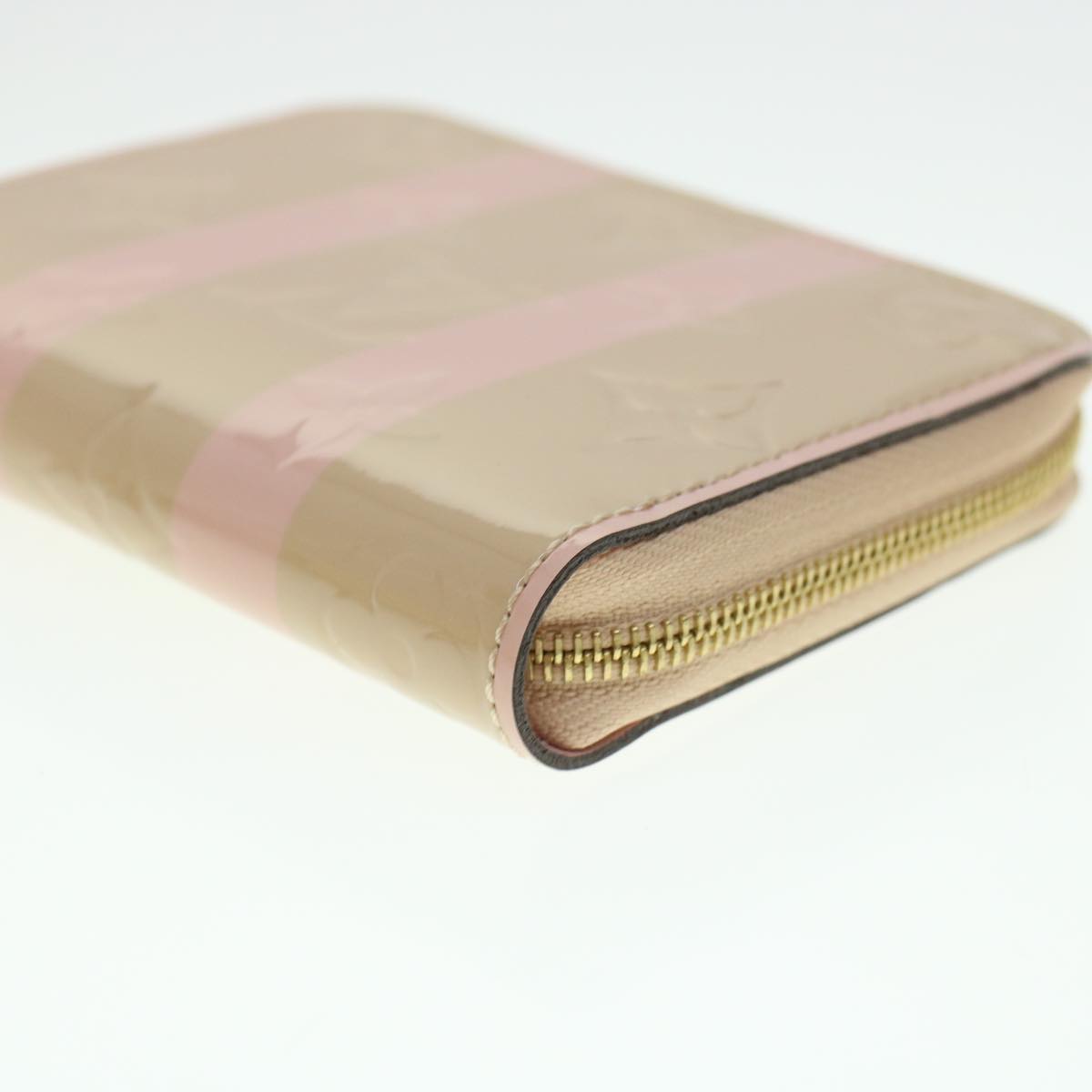 LOUIS VUITTON Vernis Rayure Zippy Coin Purse Pink Beige M58066 LV 45570
