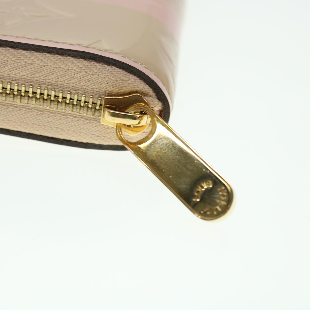 LOUIS VUITTON Vernis Rayure Zippy Coin Purse Pink Beige M58066 LV 45570