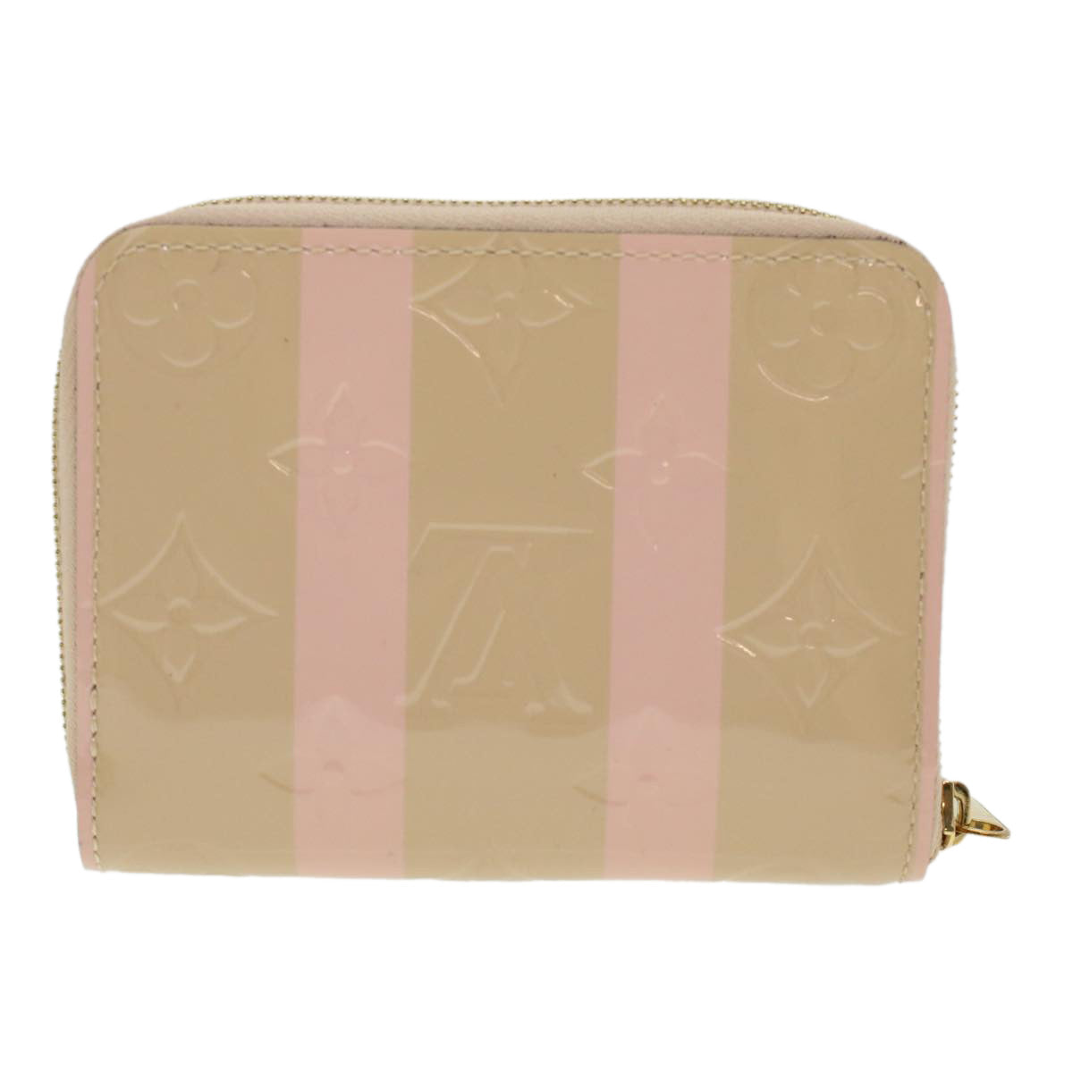 LOUIS VUITTON Vernis Rayure Zippy Coin Purse Pink Beige M58066 LV 45570