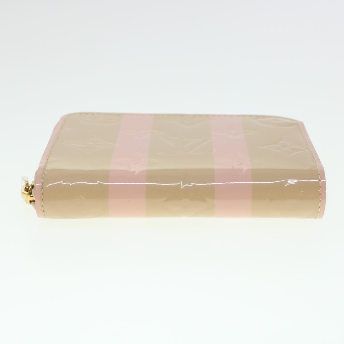 LOUIS VUITTON Vernis Rayure Zippy Coin Purse Pink Beige M58066 LV 45570