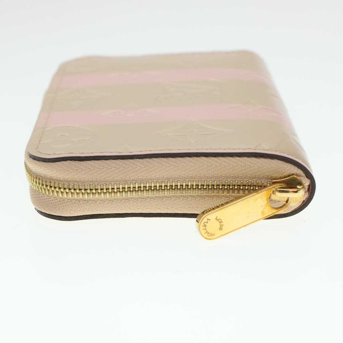 LOUIS VUITTON Vernis Rayure Zippy Coin Purse Pink Beige M58066 LV 45570