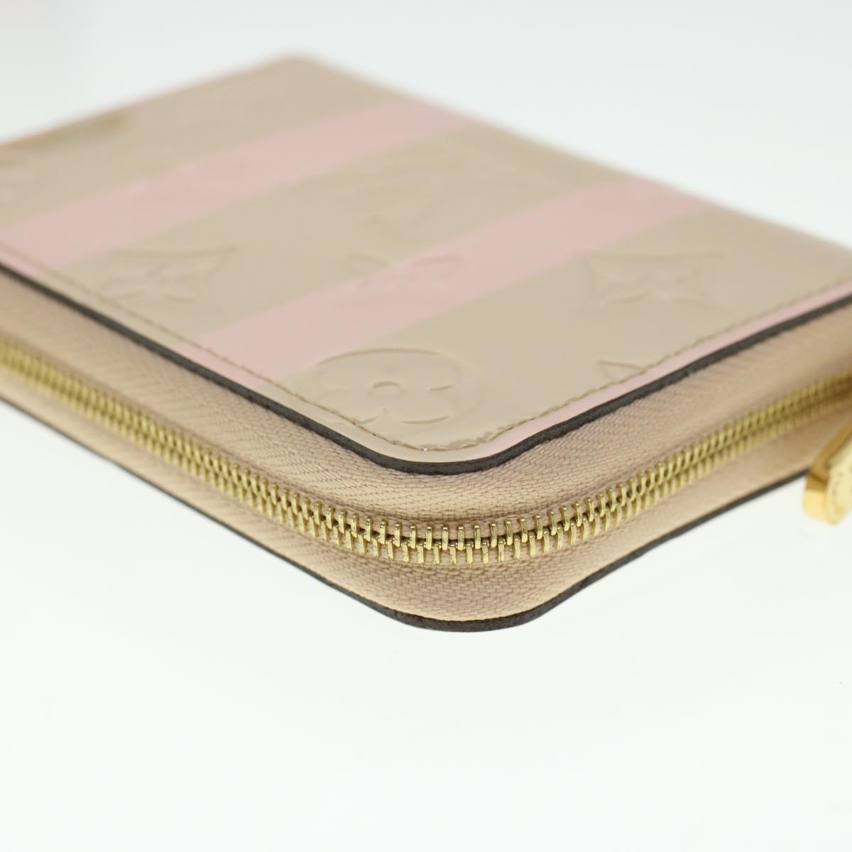 LOUIS VUITTON Vernis Rayure Zippy Coin Purse Pink Beige M58066 LV 45570