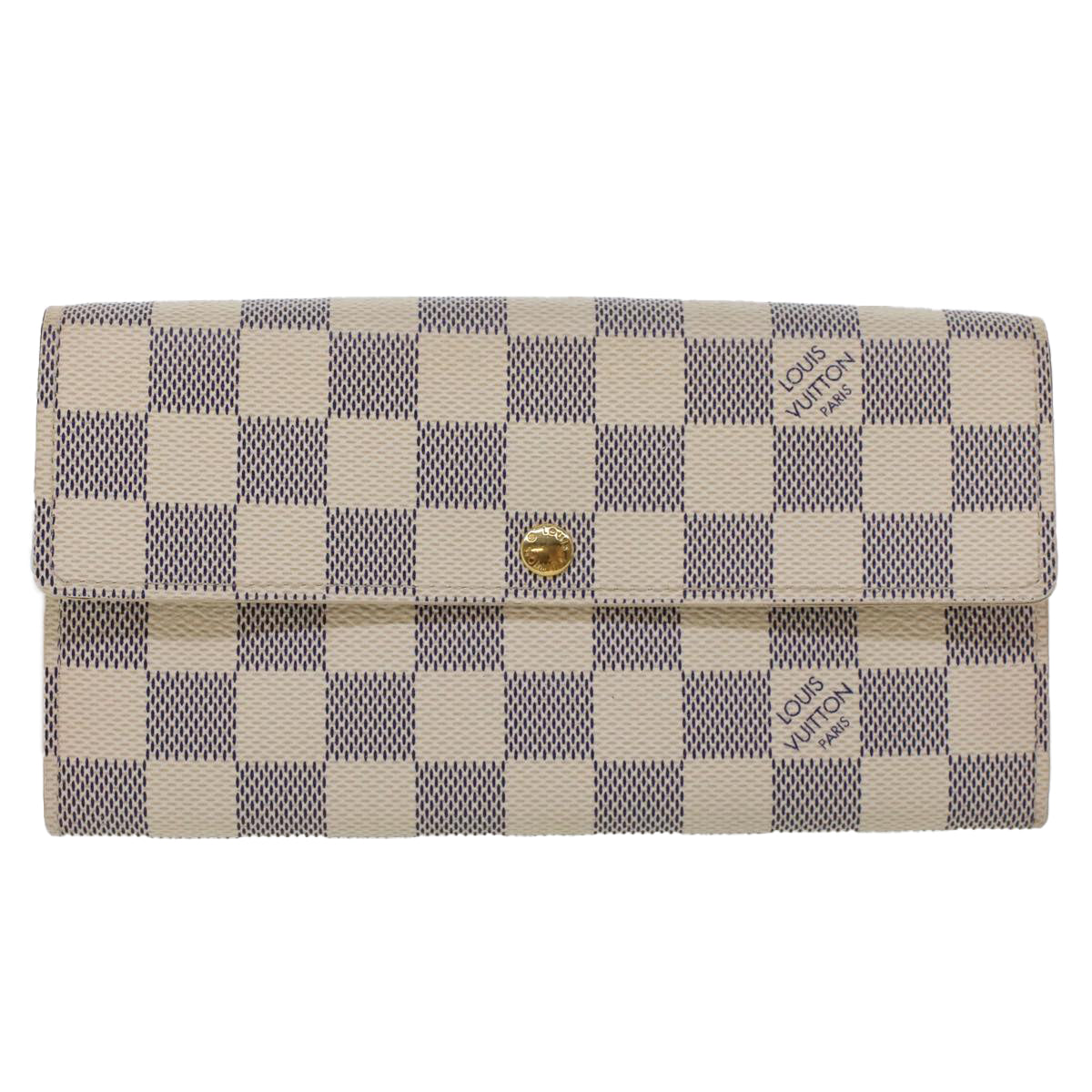LOUIS VUITTON Damier Azur Portefeuille Sarah Long Wallet N63208 LV 45629