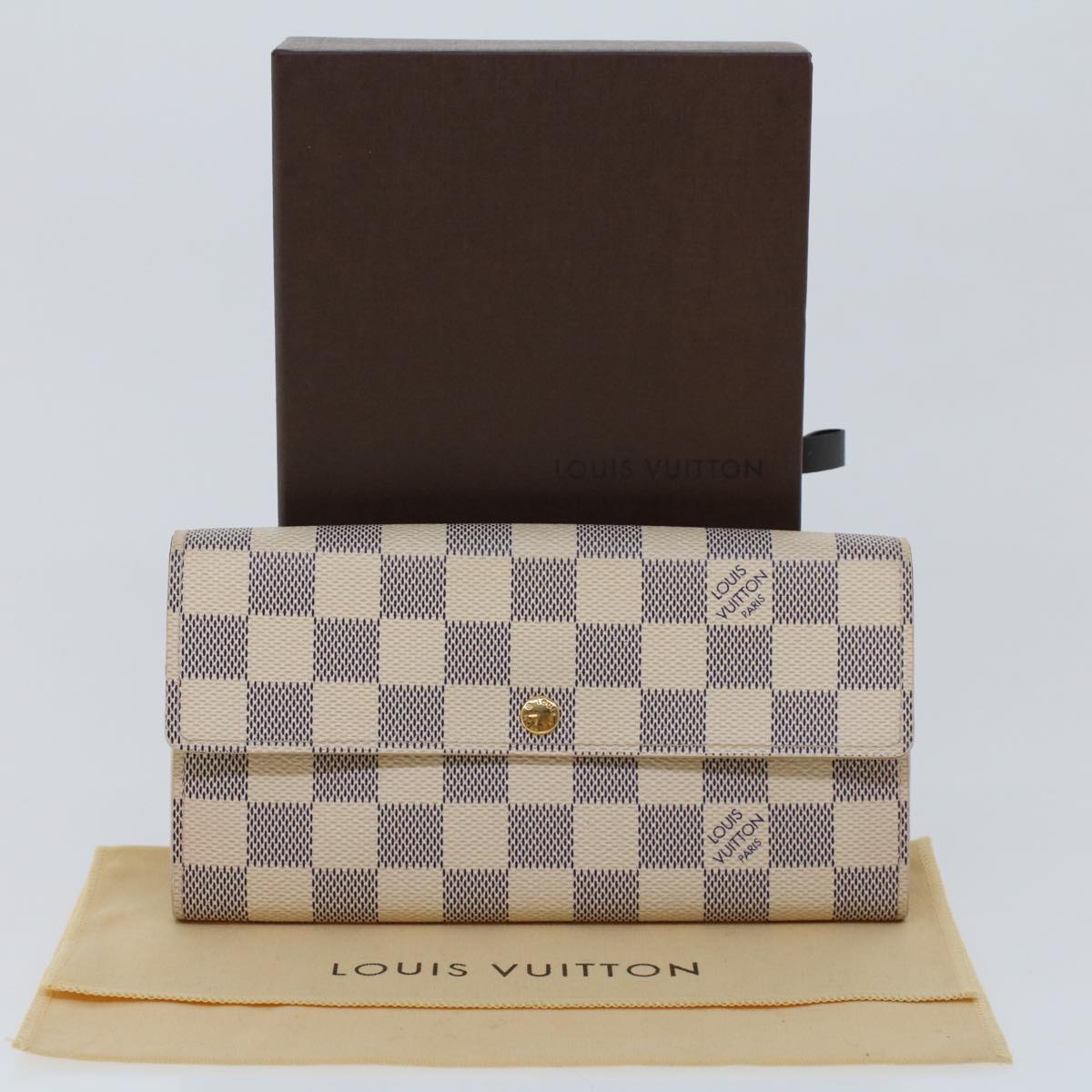LOUIS VUITTON Damier Azur Portefeuille Sarah Long Wallet N63208 LV 45629