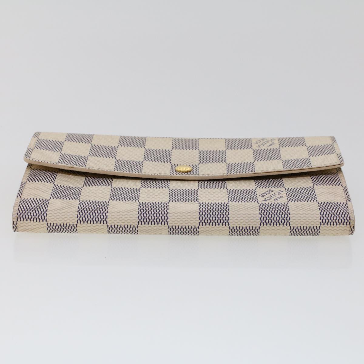 LOUIS VUITTON Damier Azur Portefeuille Sarah Long Wallet N63208 LV 45629