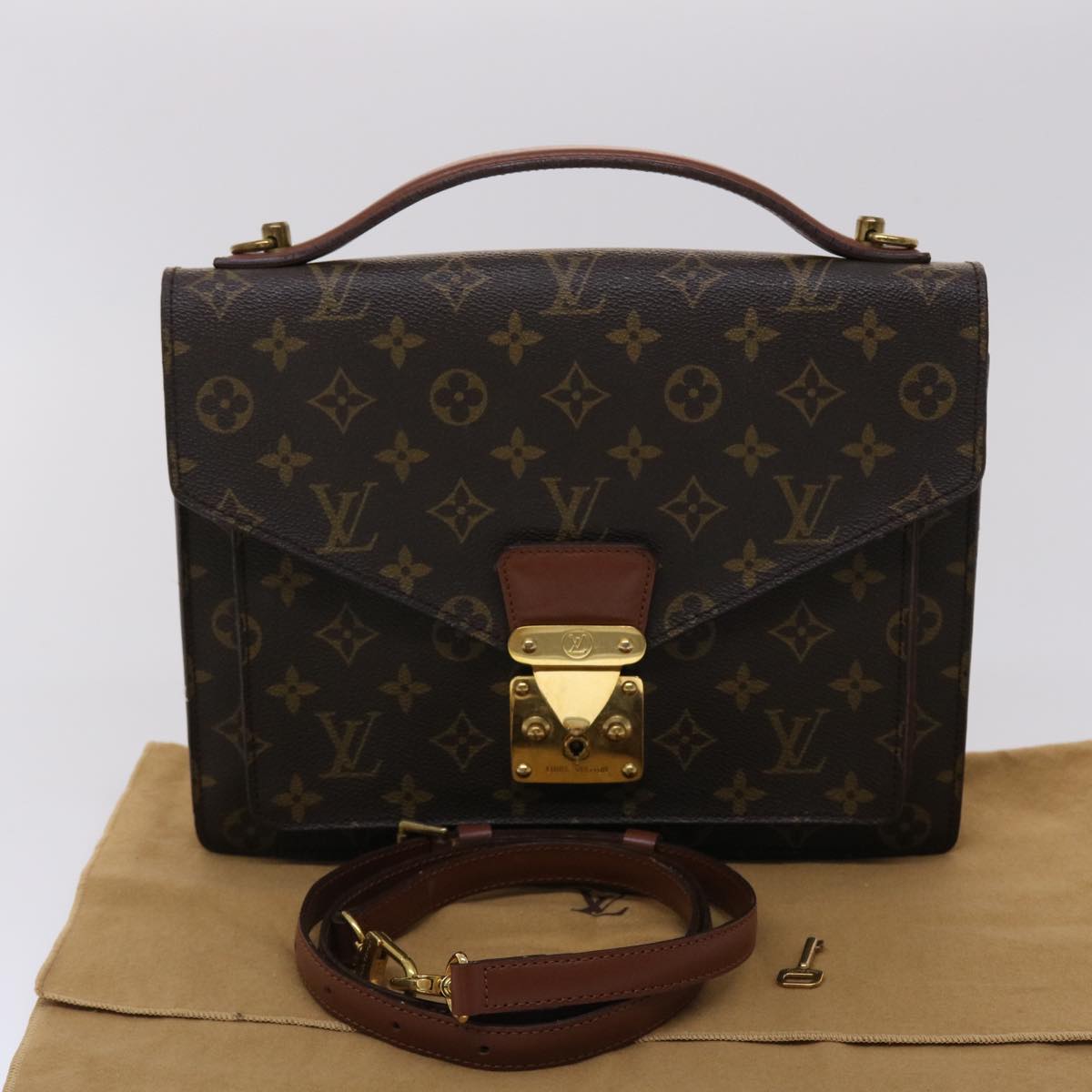 LOUIS VUITTON Monogram Monceau 28 Hand Bag 2way M51185 LV 45646