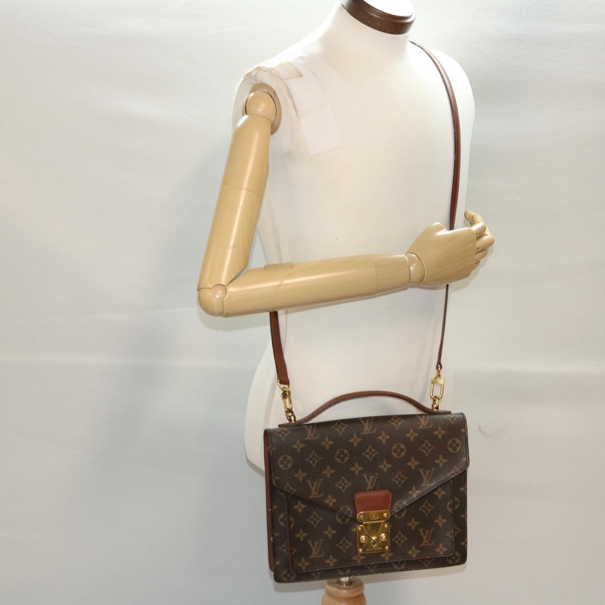 LOUIS VUITTON Monogram Monceau 28 Hand Bag 2way M51185 LV 45646