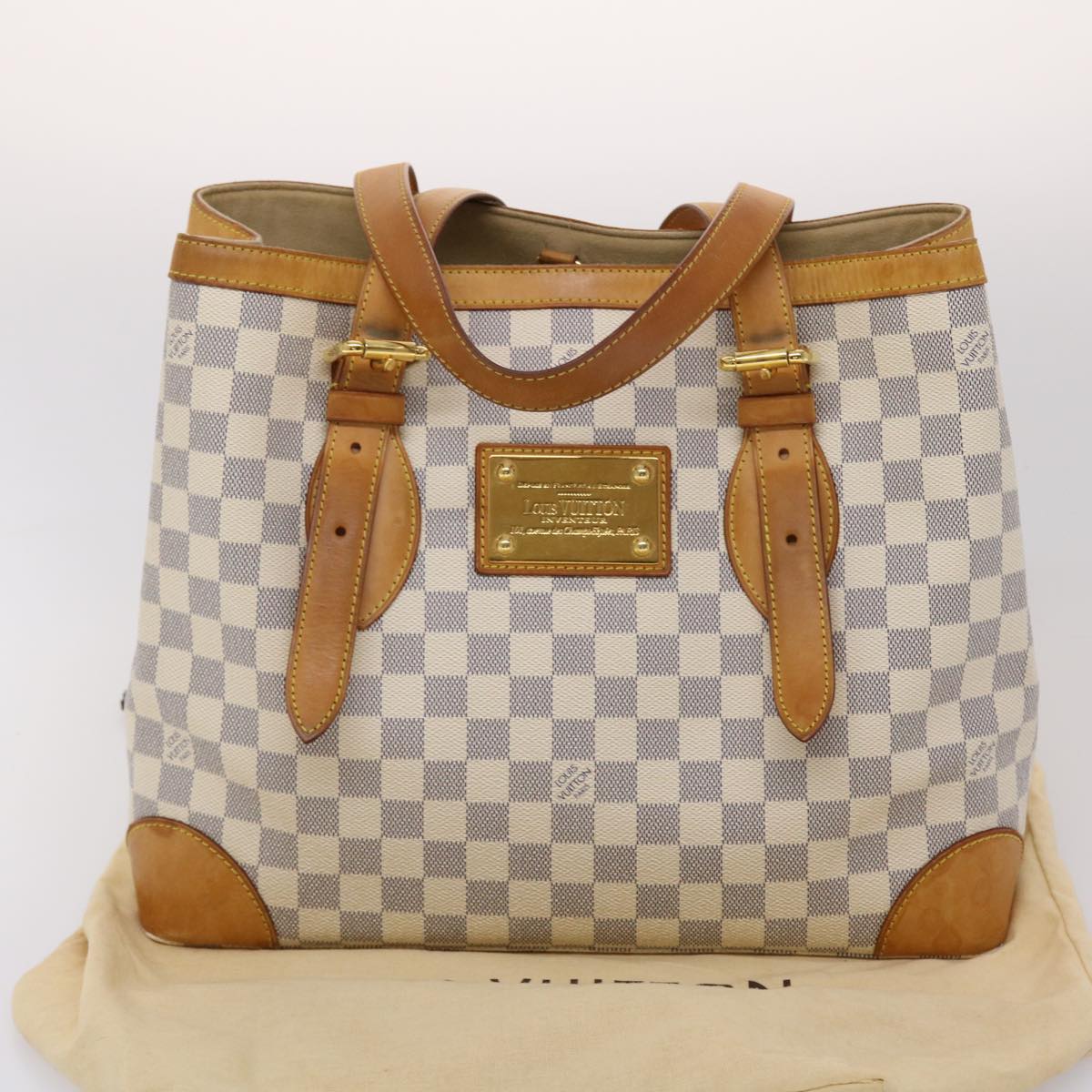 LOUIS VUITTON Damier Azur Hampstead MM Tote Bag N51206 LV 45660