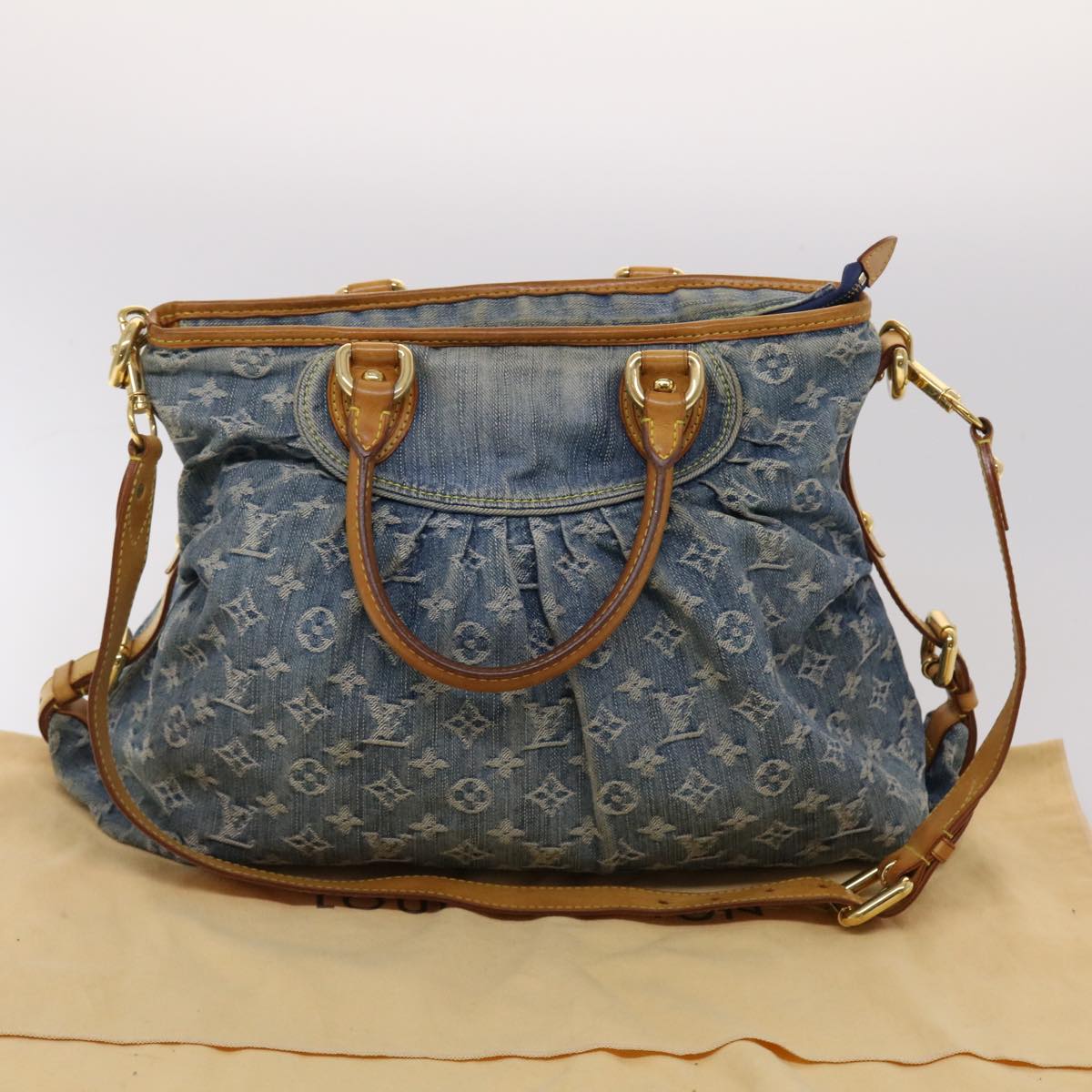 LOUIS VUITTON Monogram Denim Neo Cabby GM Hand Bag 2way Blue M95350 45670