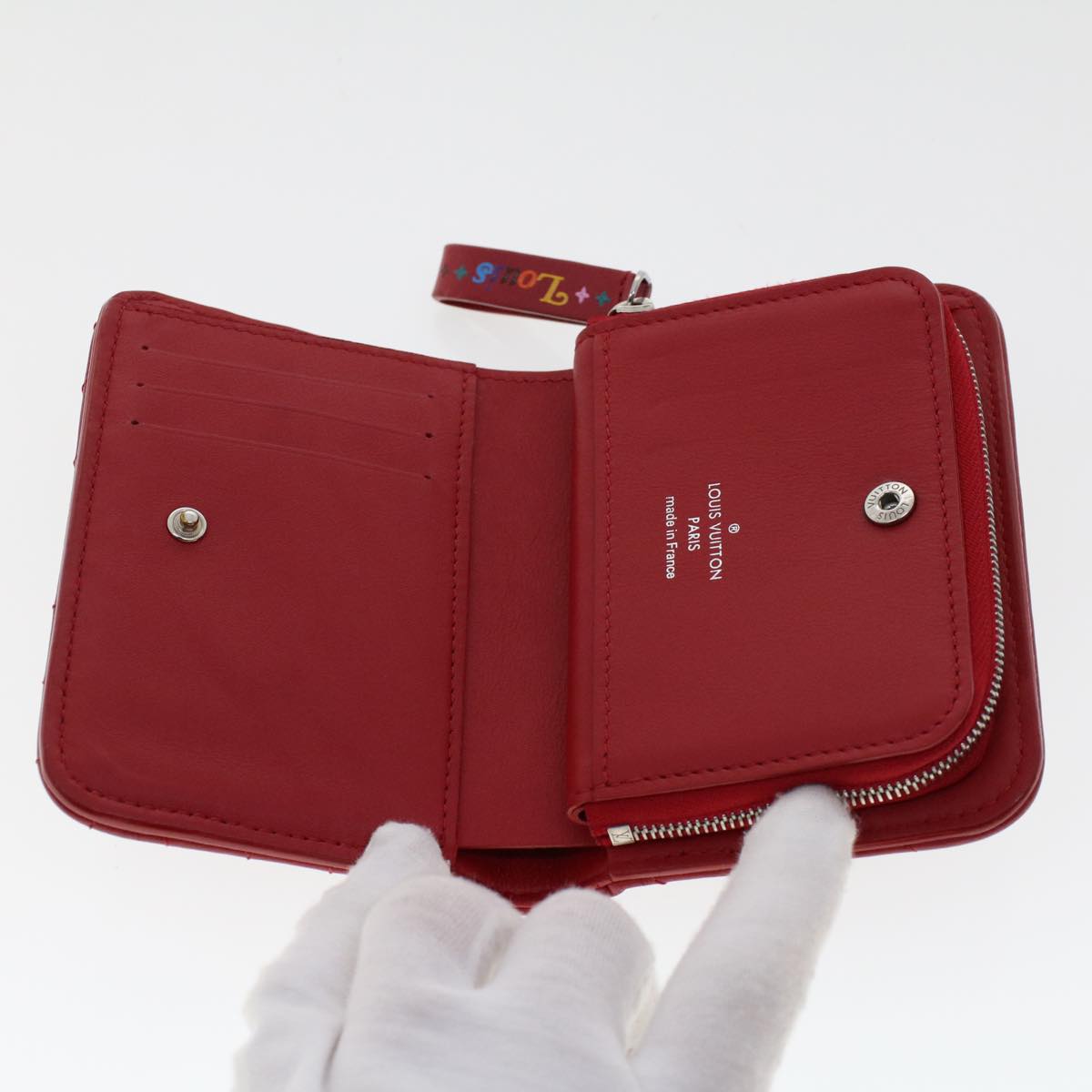 LOUIS VUITTON New Wave Zipto Compact Wallet Wallet Red M63790 LV 45674
