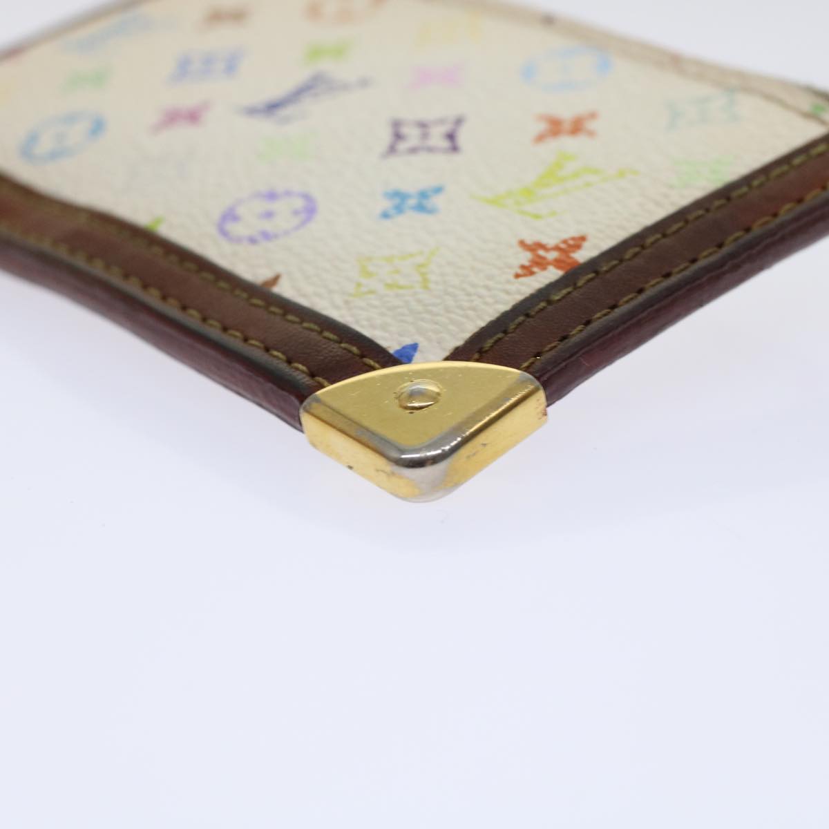 LOUIS VUITTON Monogram Multicolor Pochette Cles Purse White M92655 LV 45773