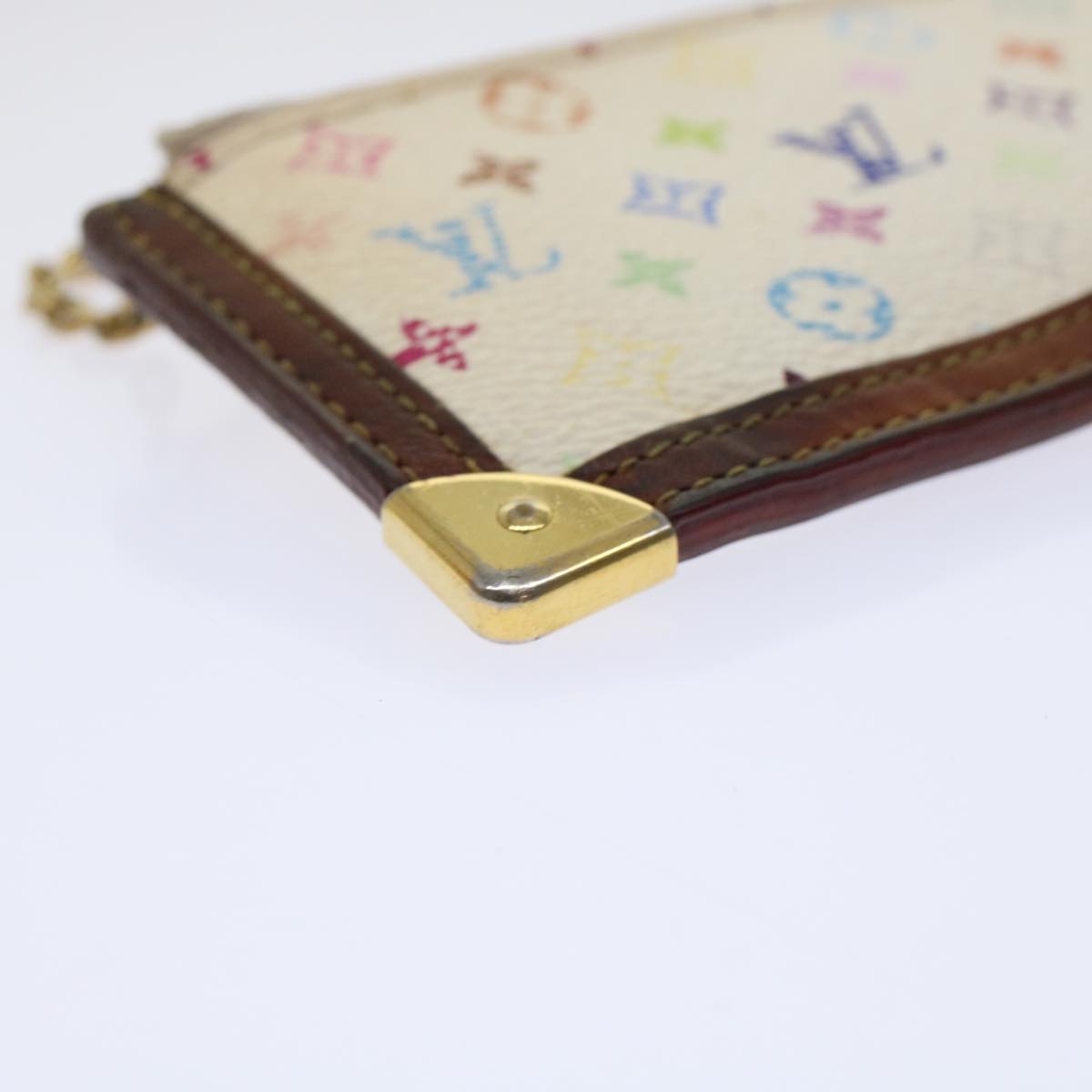 LOUIS VUITTON Monogram Multicolor Pochette Cles Purse White M92655 LV 45773