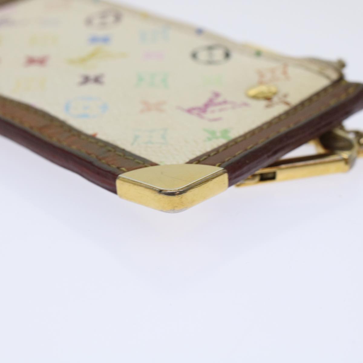 LOUIS VUITTON Monogram Multicolor Pochette Cles Purse White M92655 LV 45773