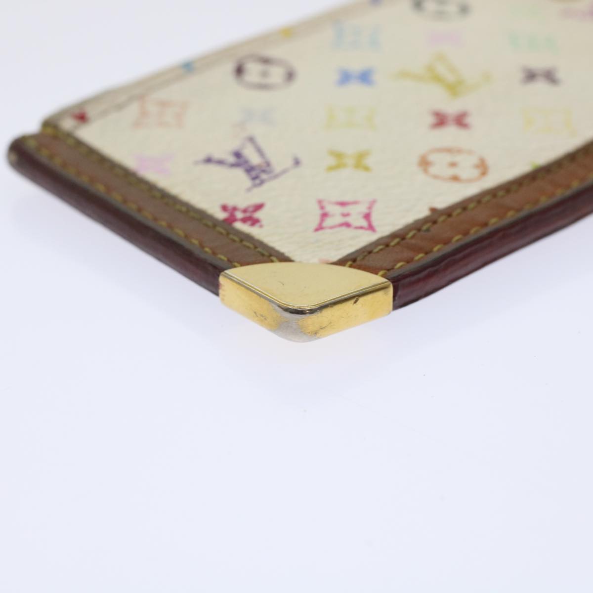 LOUIS VUITTON Monogram Multicolor Pochette Cles Purse White M92655 LV 45773