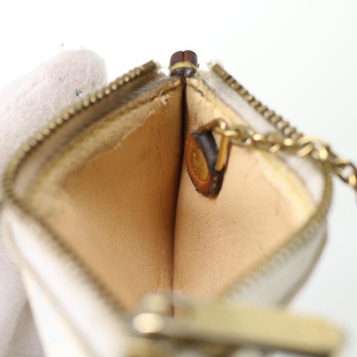 LOUIS VUITTON Monogram Multicolor Pochette Cles Purse White M92655 LV 45773