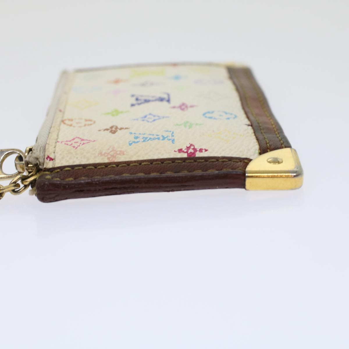 LOUIS VUITTON Monogram Multicolor Pochette Cles Purse White M92655 LV 45773