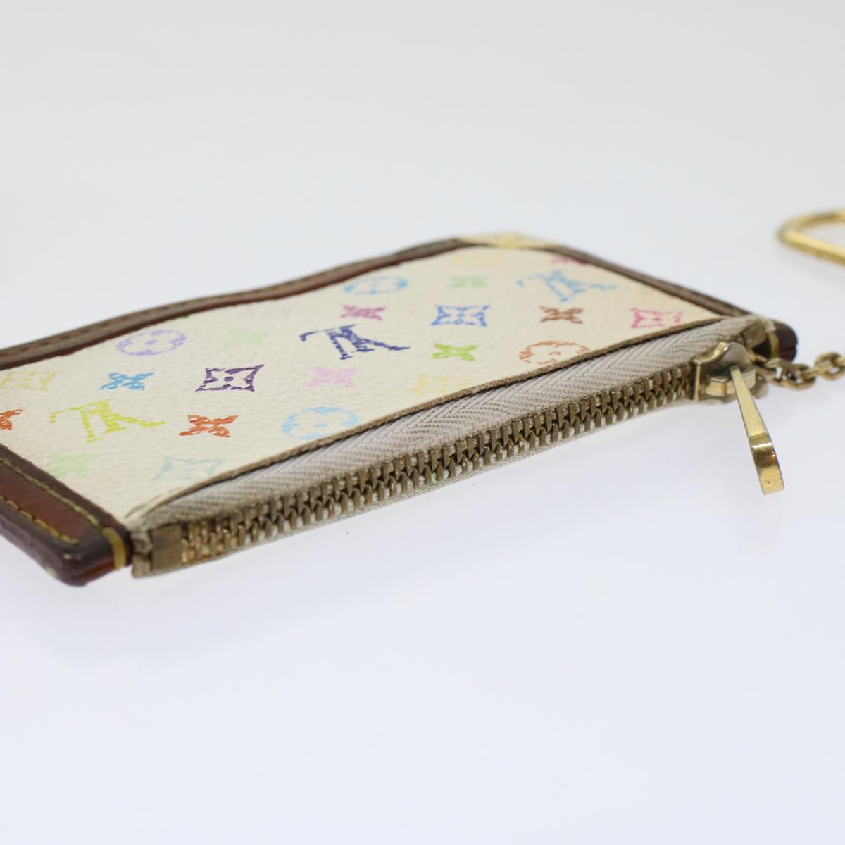 LOUIS VUITTON Monogram Multicolor Pochette Cles Purse White M92655 LV 45773