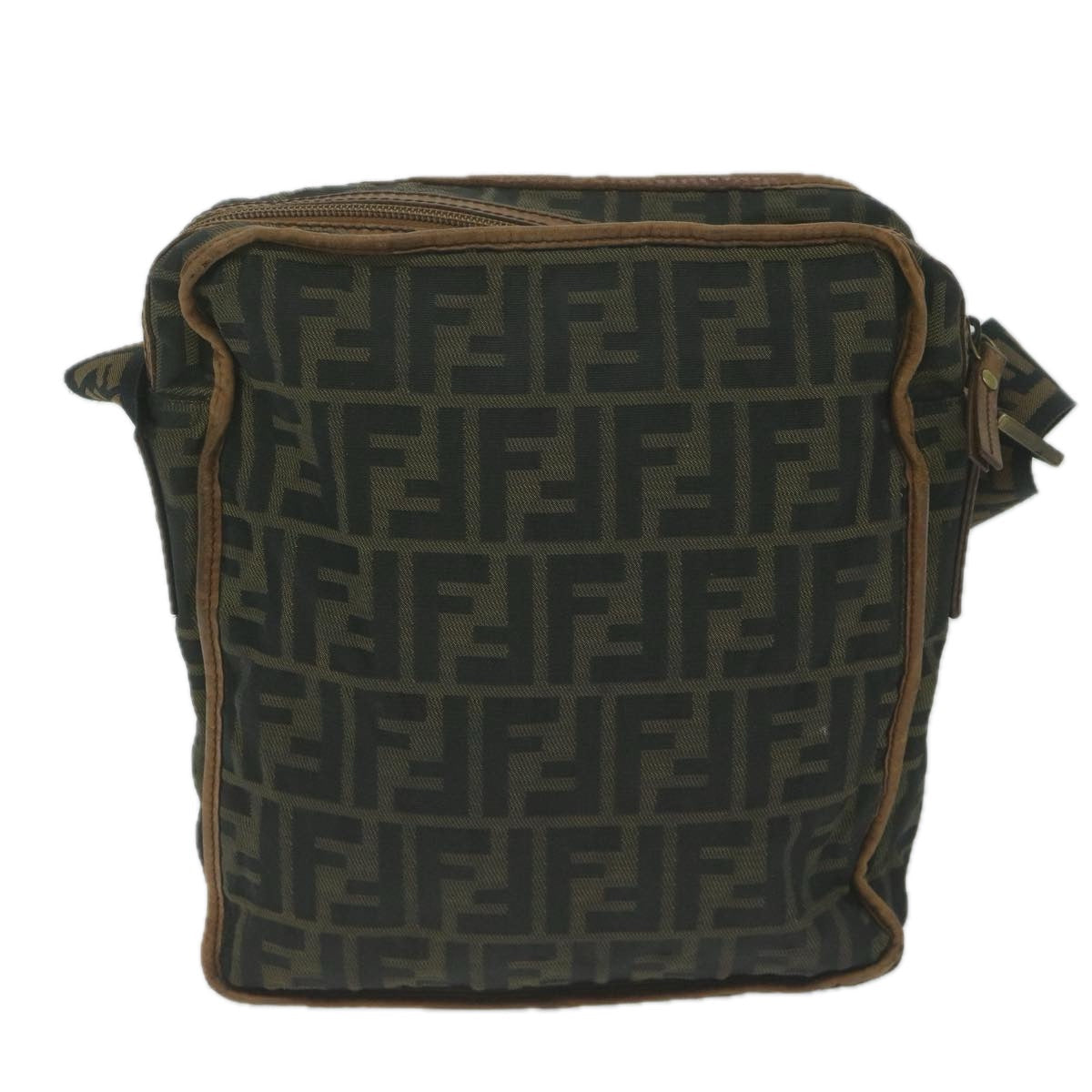 Luxury FendiZucca Canvas Shoulder Bag Black Brown45817