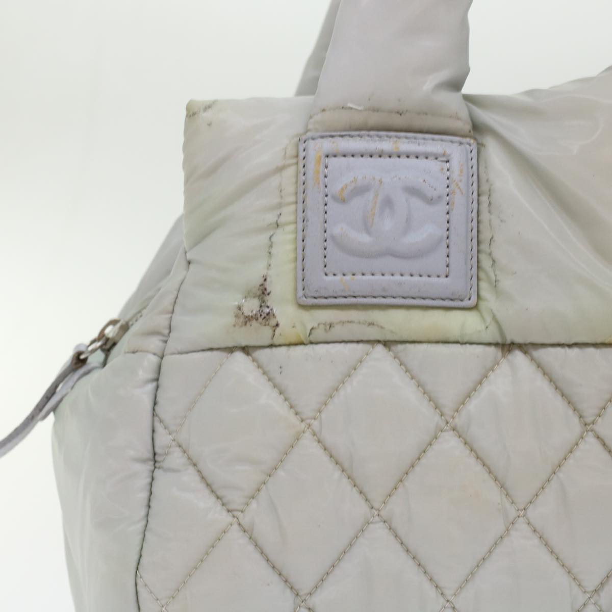 Luxury Chanel Hand Bag Nylon Gray CC  45853