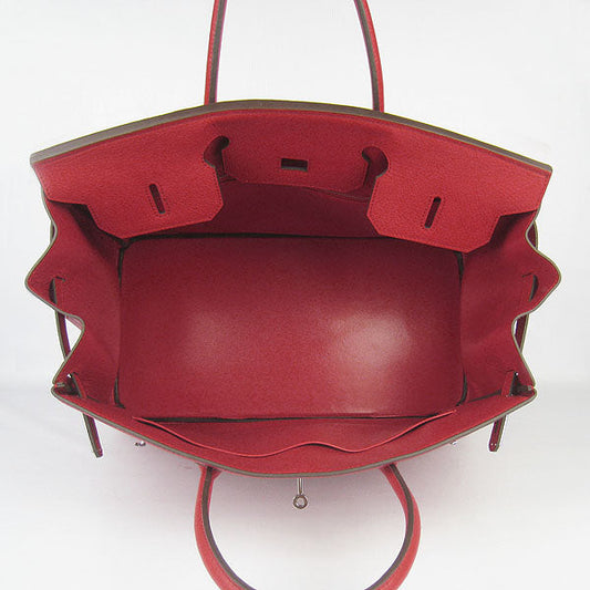 Luxury Hermes Birkin 35CM Togo Leather Handbags 6099 red silver