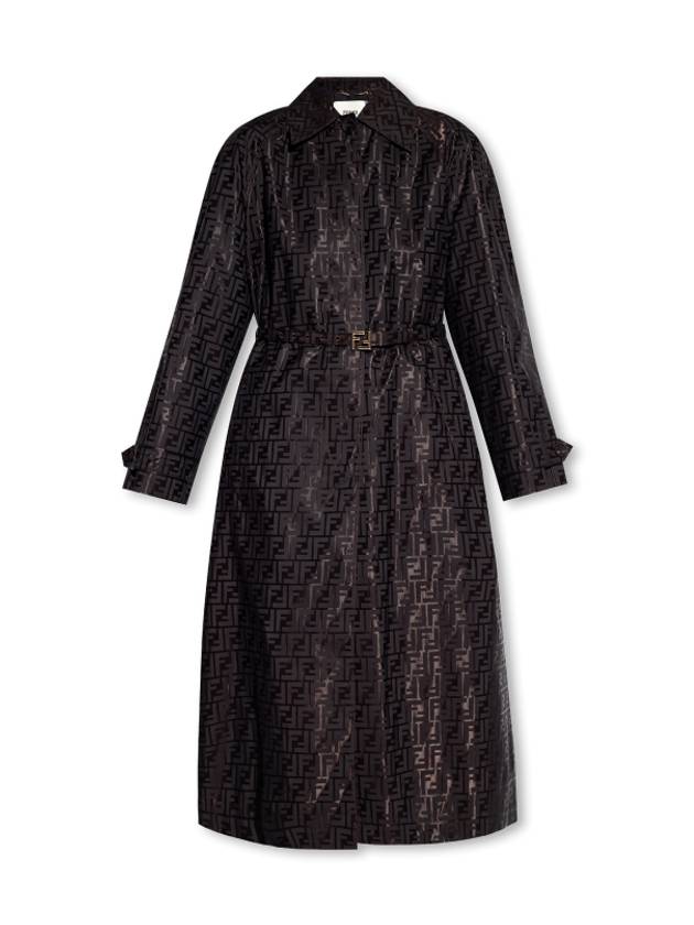 Luxury Fendi Cotton Blend Trench Coat Black