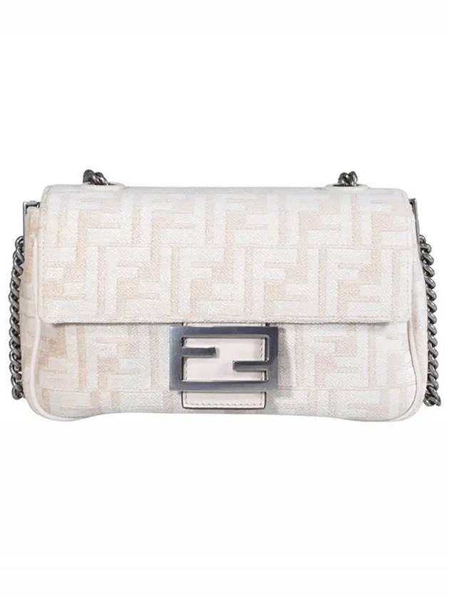 Luxury Fendi Baguette Chain Medium Shoulder Bag White