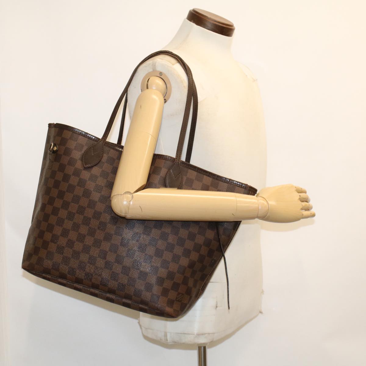 LOUIS VUITTON Damier Ebene Neverfull MM Tote Bag N51105 LV 46006