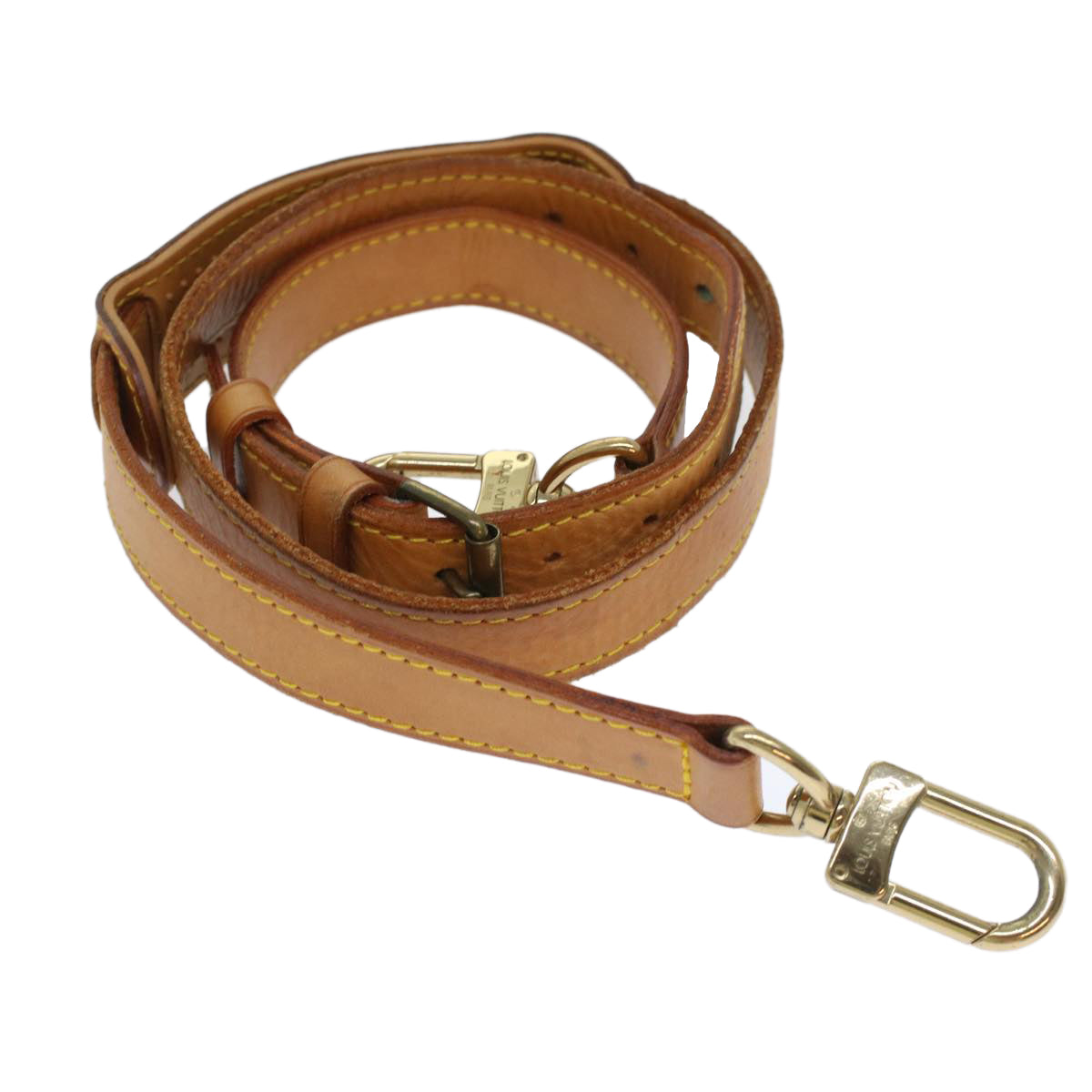 LOUIS VUITTON Shoulder Strap Leather 36.6""-43.7"" Beige LV 46038