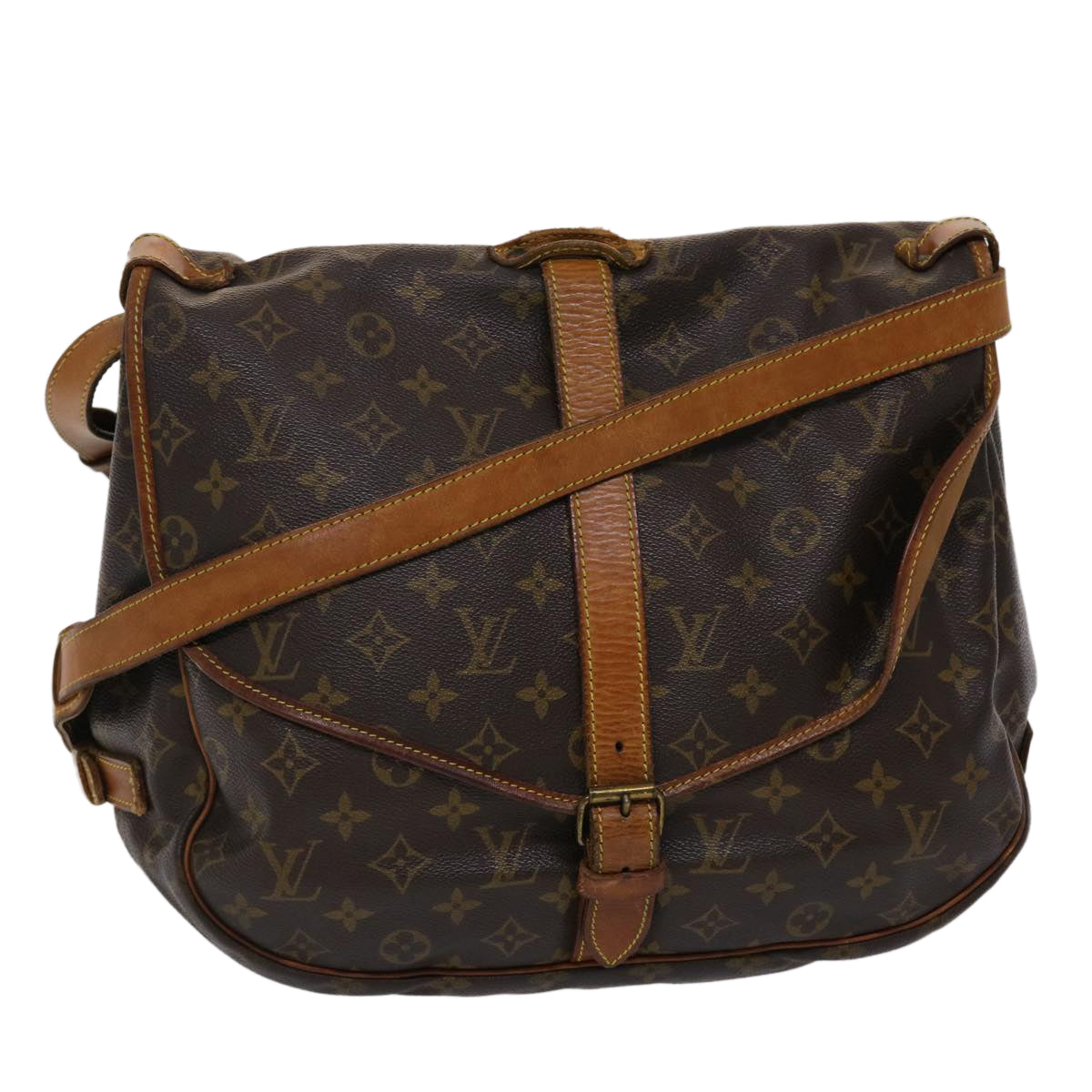 LOUIS VUITTON Monogram Saumur 35 Shoulder Bag M42254 LV 46053