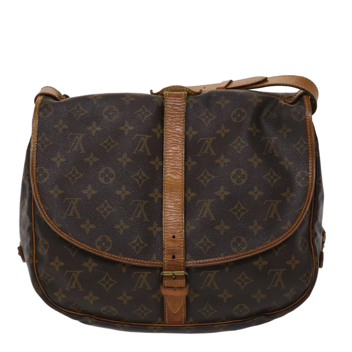 LOUIS VUITTON Monogram Saumur 35 Shoulder Bag M42254 LV 46053